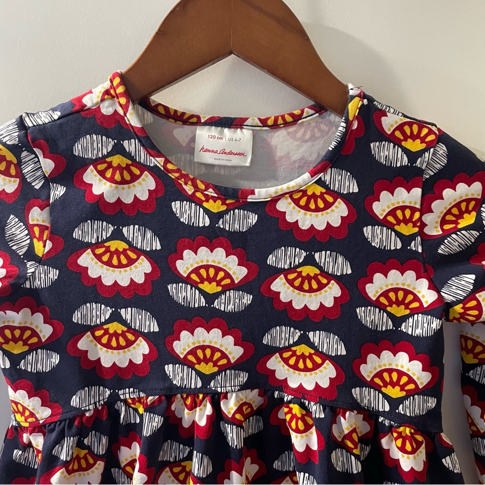Hanna Andersson Navy and Red Floral Kids Dress - Picture 2 of 4